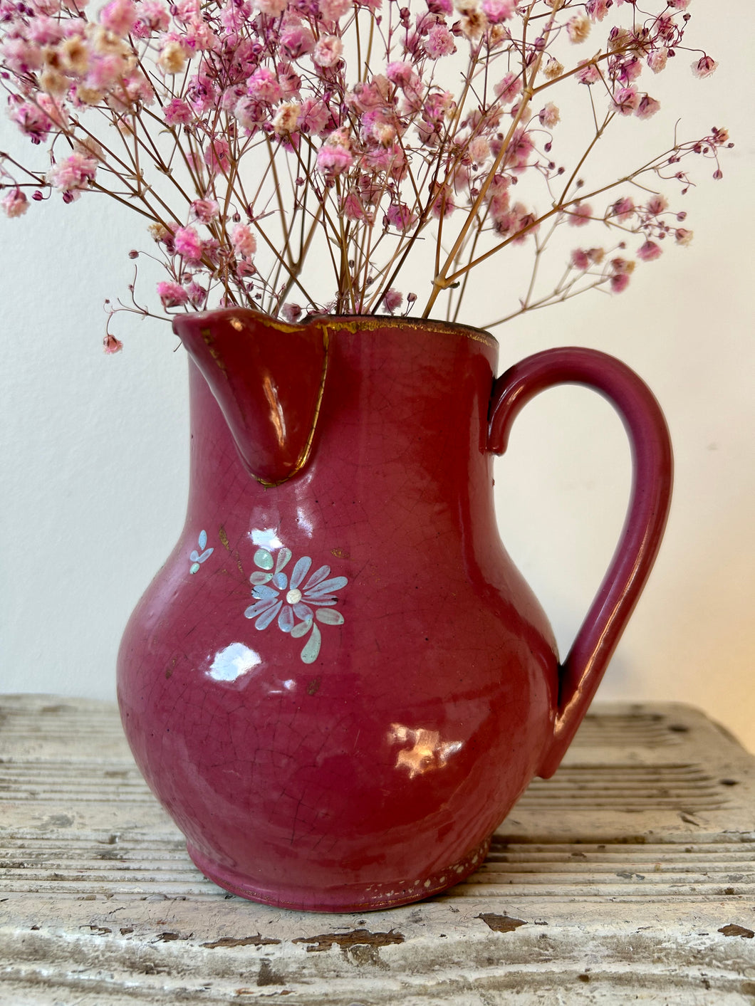 French Pink St Uze Glazed Jug