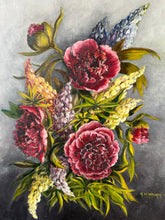 Load image into Gallery viewer, Vintage Peony and Lupins Oil on Canvas
