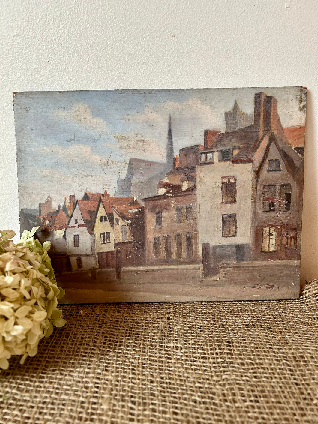 French Street Scene Oil Painting