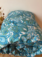 Load image into Gallery viewer, Beautiful Vintage Blues Turquoise Eiderdown Plump and Sumptuous
