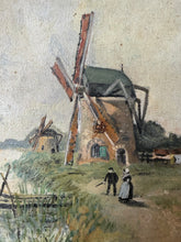Load image into Gallery viewer, Gorgeous Antique Windmills Landscape Oil on Canvas
