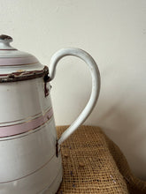 Load image into Gallery viewer, French Vintage Pink and White Enamel Coffee Pot
