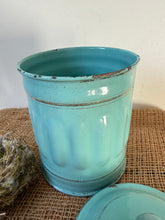 Load image into Gallery viewer, French Vintage Turquoise Sucre Enamel Canister
