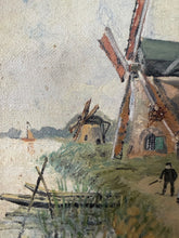 Load image into Gallery viewer, Gorgeous Antique Windmills Landscape Oil on Canvas
