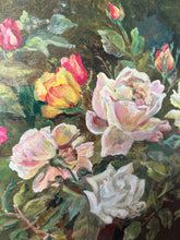 Load image into Gallery viewer, Vintage French Roses Oil on Board
