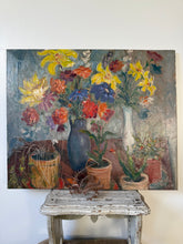 Load image into Gallery viewer, Bright Vibrant French Floral Vintage Oil on Canvas
