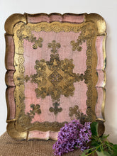 Load image into Gallery viewer, Pretty Pink and Gold Vintage Florentine Tray

