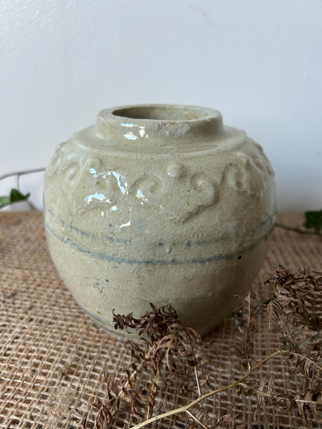 Large Embossed Ginger Jar