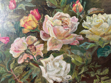 Load image into Gallery viewer, Vintage French Roses Oil on Board
