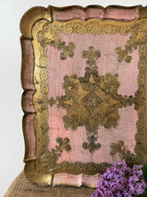 Load image into Gallery viewer, Pretty Pink and Gold Vintage Florentine Tray
