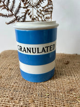 Load image into Gallery viewer, TG Green Blue and White Banded Kitchen Granulated Sugar Canister
