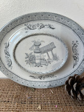 Load image into Gallery viewer, Grey Ironstone Oval Raised Platter
