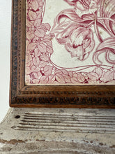 Load image into Gallery viewer, French Pink Tiled Trivet on Carved Wood
