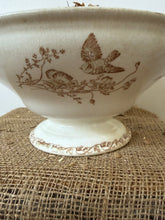 Load image into Gallery viewer, French Neutral Wide Footed Transferware Soupiere
