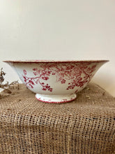 Load image into Gallery viewer, Large French Pinky Red Transferware Bowl
