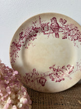 Load image into Gallery viewer, French Buttery and Crazed Pink Transferware Plate
