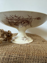 Load image into Gallery viewer, French Vintage Large Brown Transferware Raised Compote
