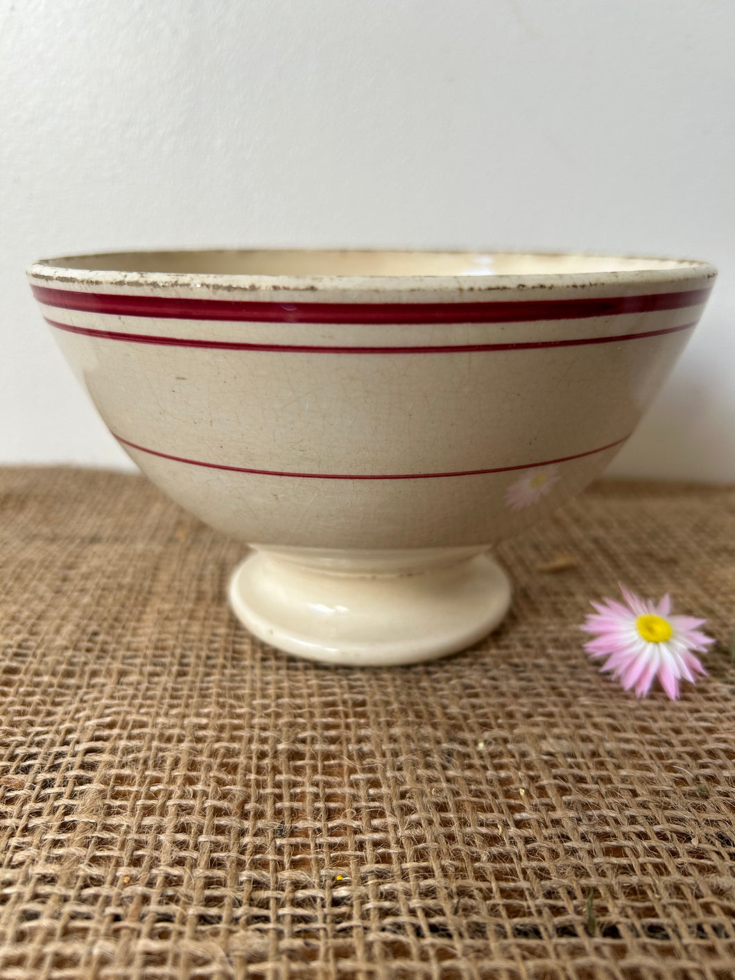 French Vintage Pink Banded Cafe au Lait