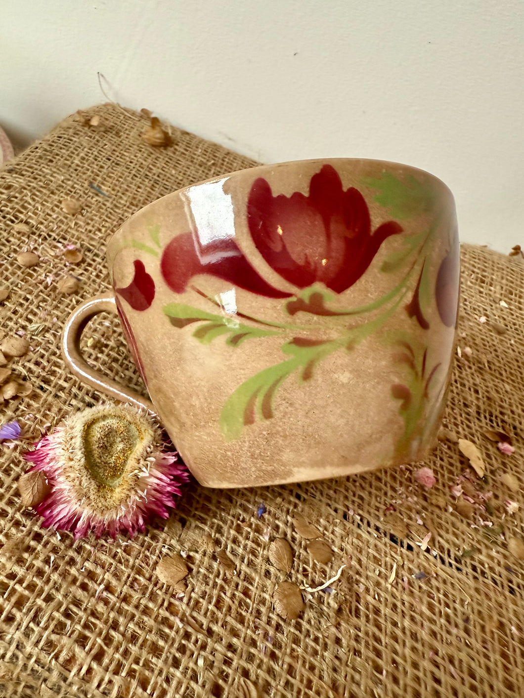 Beautiful Stained French Floral Cup