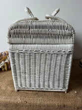 Load image into Gallery viewer, French Vintage White Wicker Handled Basket
