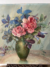 Load image into Gallery viewer, Stunning Roses, Sweet Pea &amp; Clematis Oil Painting
