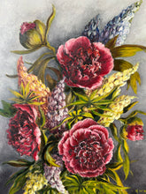 Load image into Gallery viewer, Vintage Peony and Lupins Oil on Canvas
