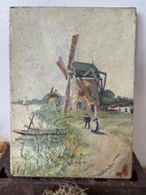 Load image into Gallery viewer, Gorgeous Antique Windmills Landscape Oil on Canvas
