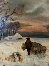 Load image into Gallery viewer, Vintage Winter Scene Oil on Canvas
