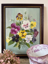 Load image into Gallery viewer, Beautiful Vintage Pansy Oil on Board
