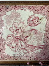 Load image into Gallery viewer, French Pink Tiled Trivet on Carved Wood
