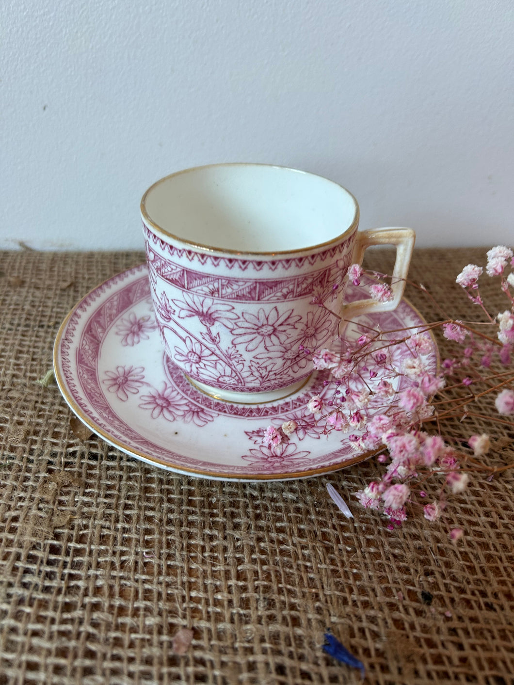 Pretty Pink Vintage Coffee Can and Saucer