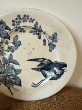 Load image into Gallery viewer, French Ironstone Dark Blue Bird and Florals Plate
