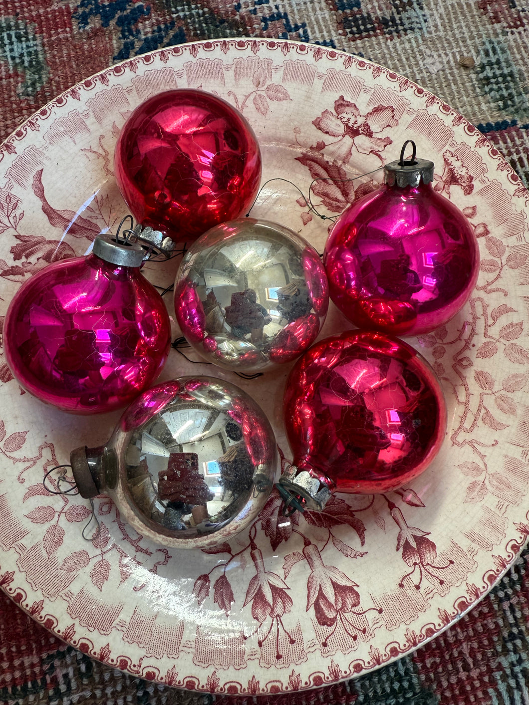 Set of 6 Mercury Glass Baubles