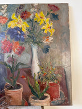 Load image into Gallery viewer, Bright Vibrant French Floral Vintage Oil on Canvas
