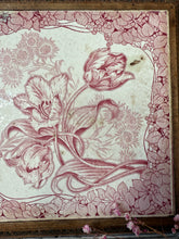 Load image into Gallery viewer, French Pink Tiled Trivet on Carved Wood
