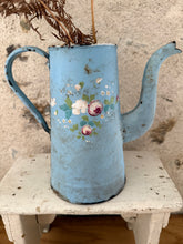 Load image into Gallery viewer, Very Rustic French Sky Blue Enamel Coffee Pot
