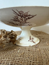 Load image into Gallery viewer, French Vintage Large Brown Transferware Raised Compote

