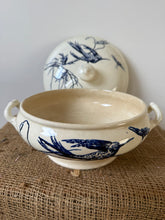 Load image into Gallery viewer, Most Beautiful Rare Bird Dark Blue Transferware Soupiere
