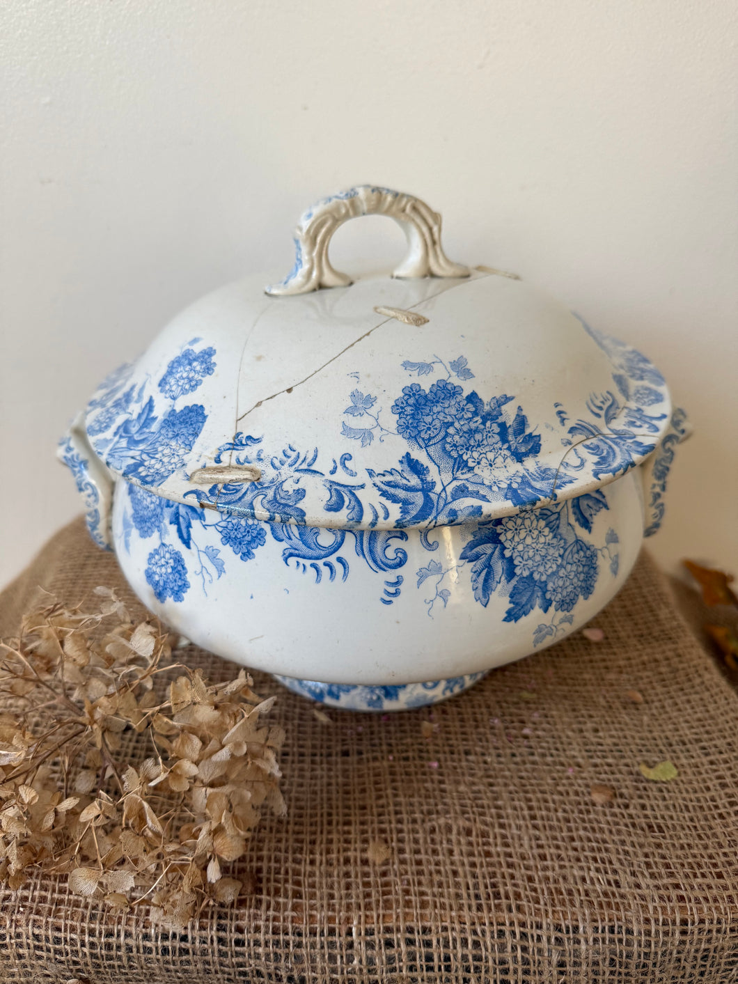 Large Blue Ironstone Soupiere