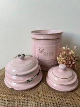 Load image into Gallery viewer, Set of 5 French Pink Enamel Canisters
