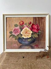 Load image into Gallery viewer, Fabulous Vintage Rose Oil Painting
