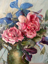 Load image into Gallery viewer, Stunning Roses, Sweet Pea &amp; Clematis Oil Painting
