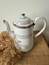 Load image into Gallery viewer, French Vintage Pink and White Enamel Coffee Pot
