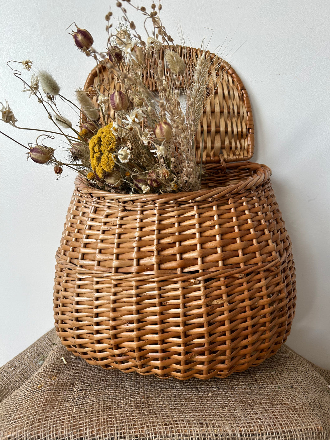 Large Vintage Wicker Fishing Creel.