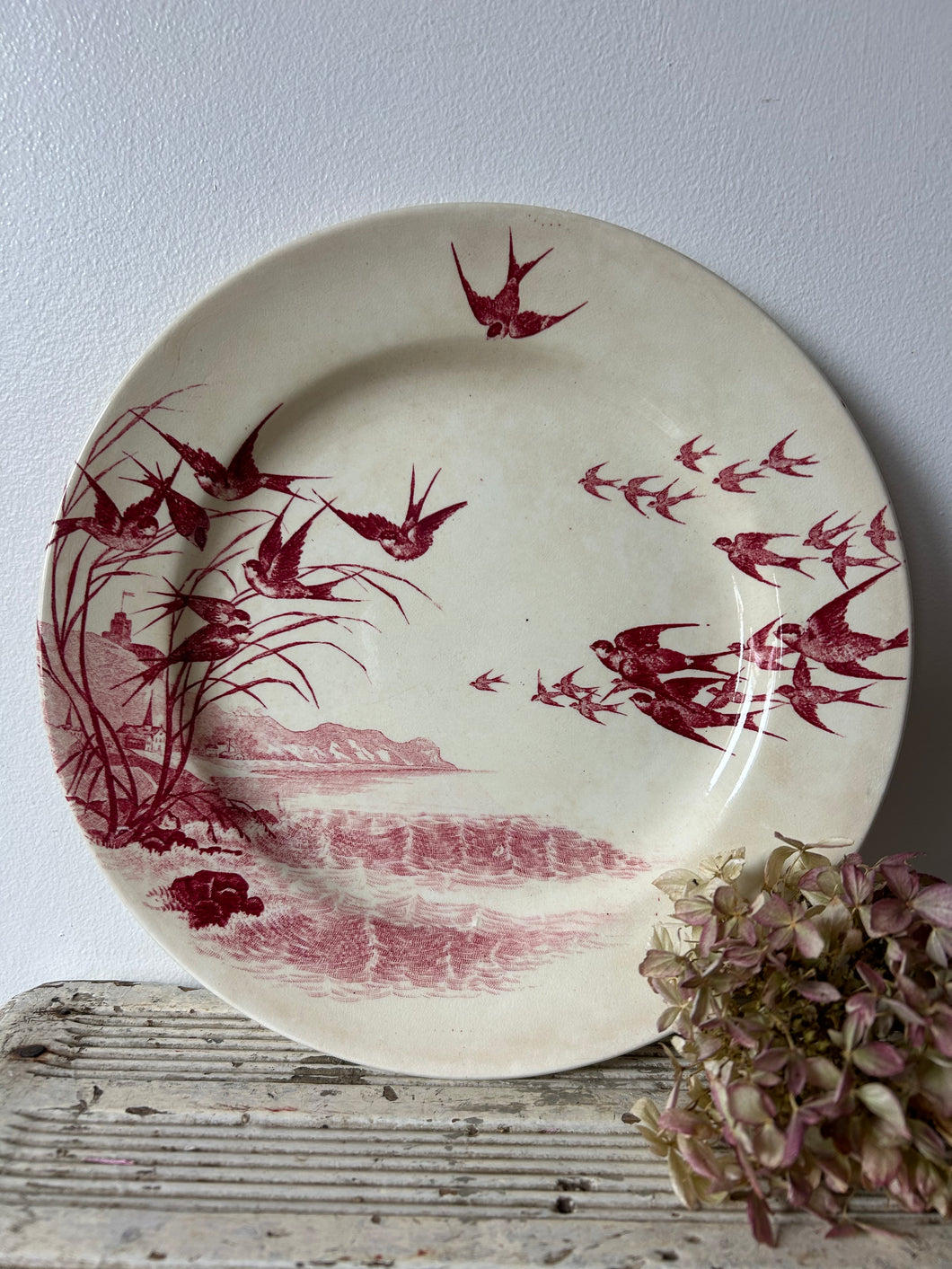 French Pink Transferware Plate