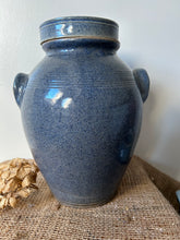 Load image into Gallery viewer, French Blue Stoneware Oil Jar
