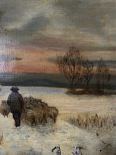 Load image into Gallery viewer, Vintage Winter Scene Oil on Canvas
