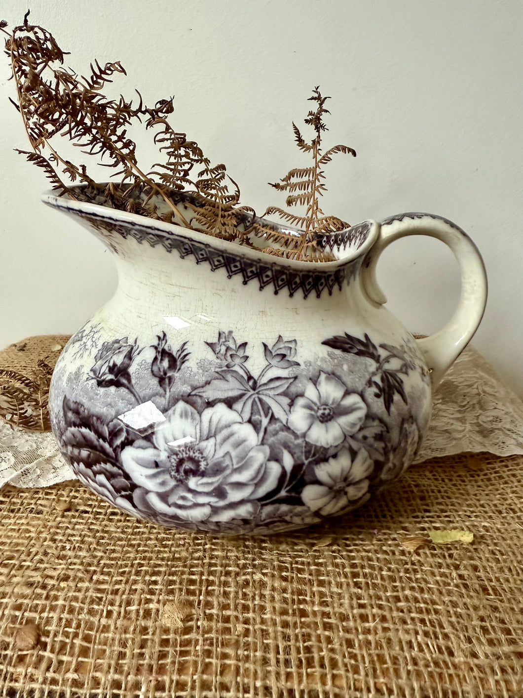 Beautiful French Sarreguimes Ironstone Jug