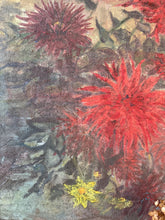 Load image into Gallery viewer, Fabulous Frilly Firey Dahlia Antique Oil on Canvas
