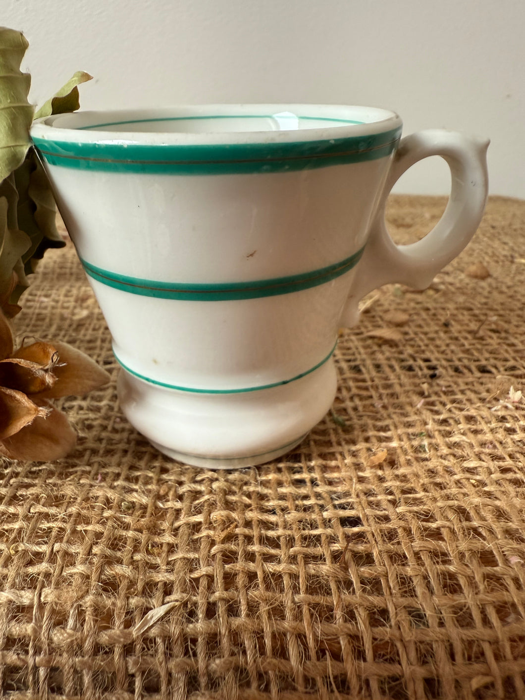 Gorgeous French Green Striped Brulot Cup
